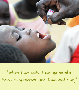 “When I am sick, I can go to the hospital whenever and take medicine.”